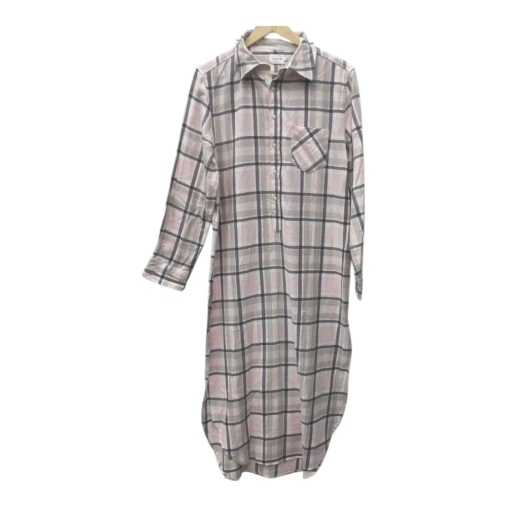 FLANNEL AUSTRALIA Chic Light Pink, Gray Plaid Shirt Dress or Duster Size 6-8